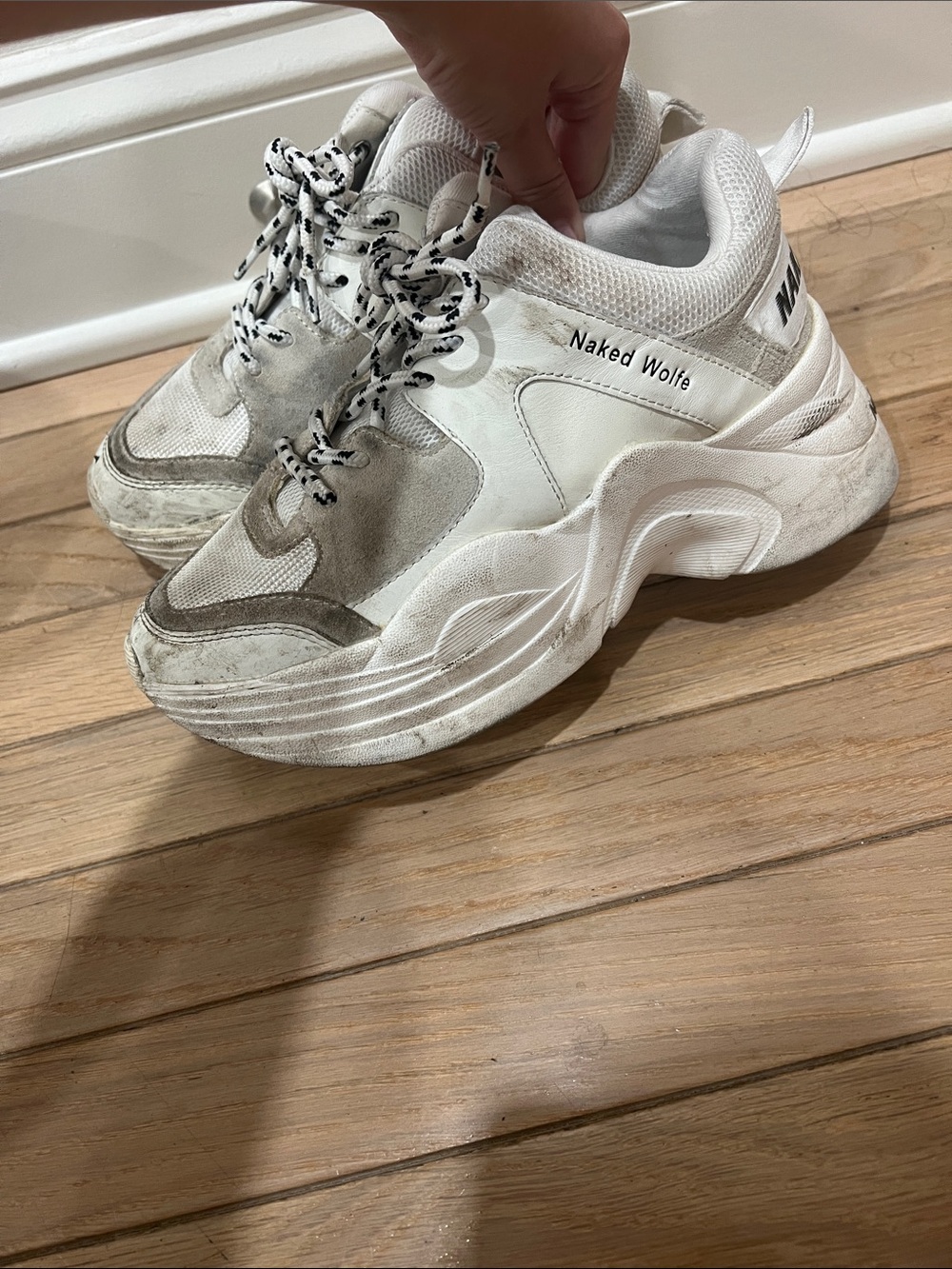Naked Wolfe White Chunky Platform Sneakers